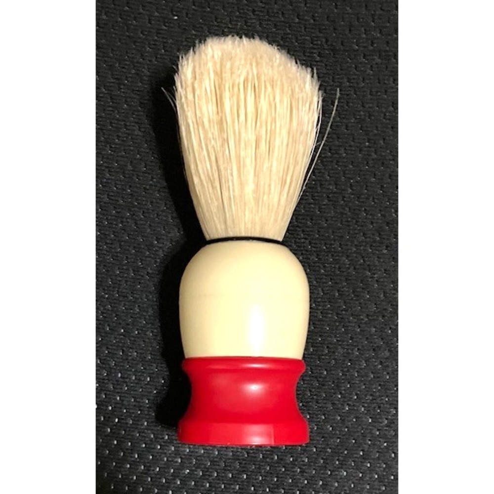 Vintage Men's Shaving Barber Brush Unmarked Red & Cream Handle Used